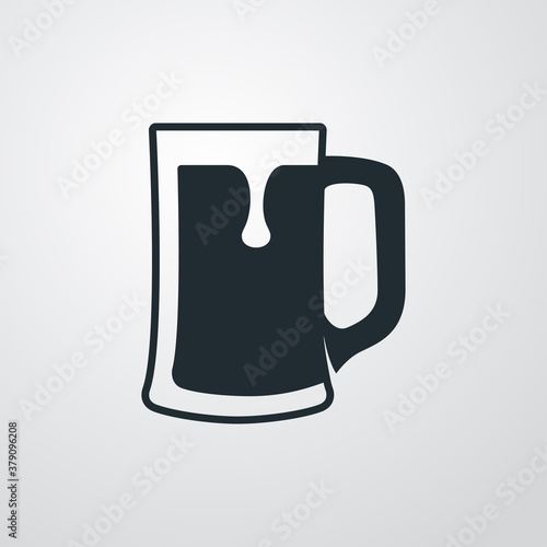 Pinta de cerveza. Logotipo jarra de cerveza vintage con espuma en fondo gris