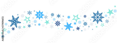  blue snowflakes and stars on white background 