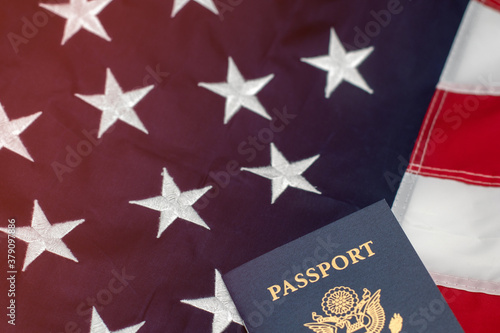 United States Passports placed on the American Flag