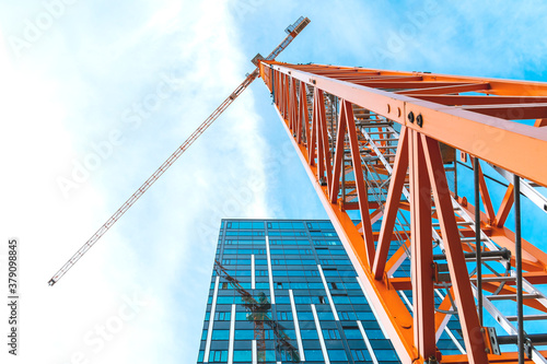 Tableau sur toile Yellow tower crane