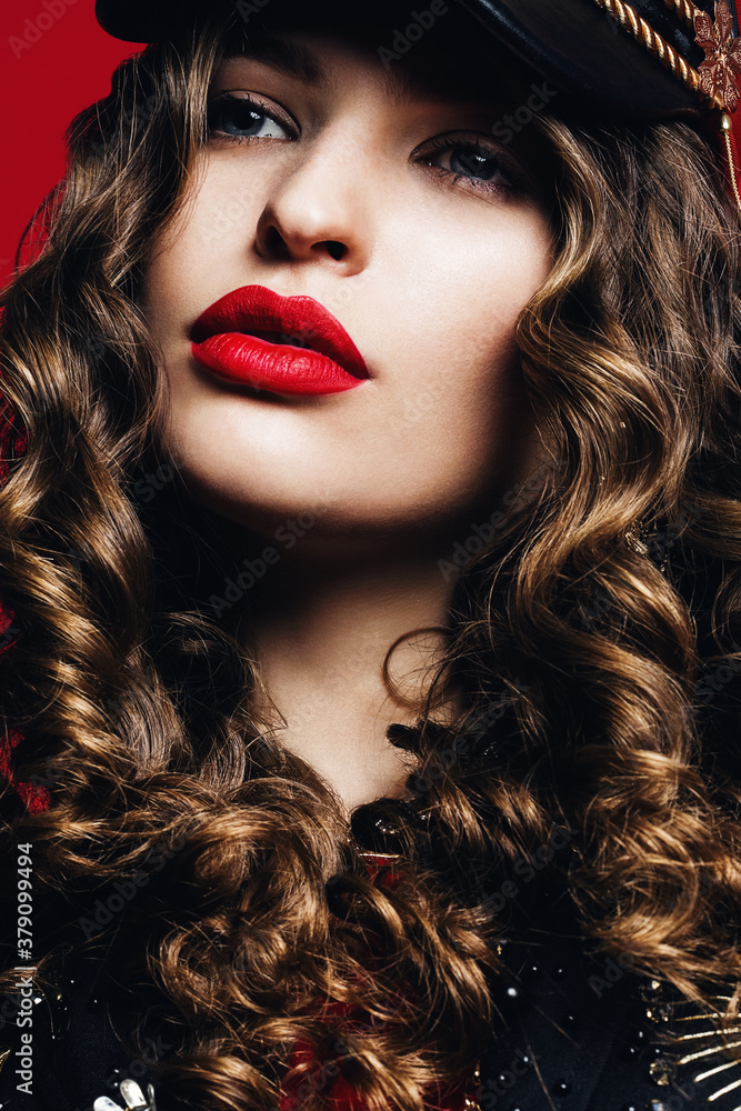 Fototapeta premium beautiful woman with big passionate red lips