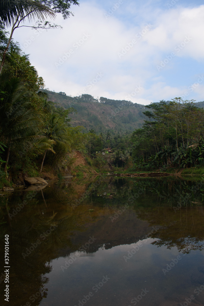 Small lake with views of the hills