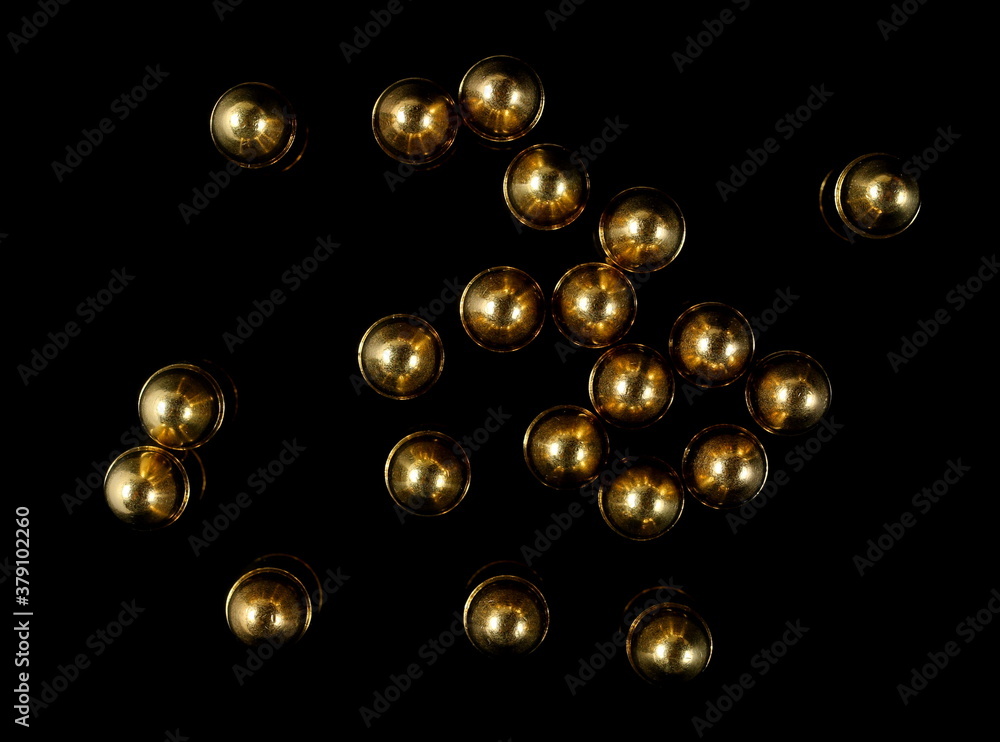 9mm pistol bullet isolated on black background, clipping path and top view 9mm pistol bullet isolated on black background, clipping path and top view