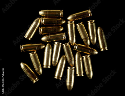 Wallpaper Mural 9mm pistol bullet isolated on black background, clipping path and top view Torontodigital.ca