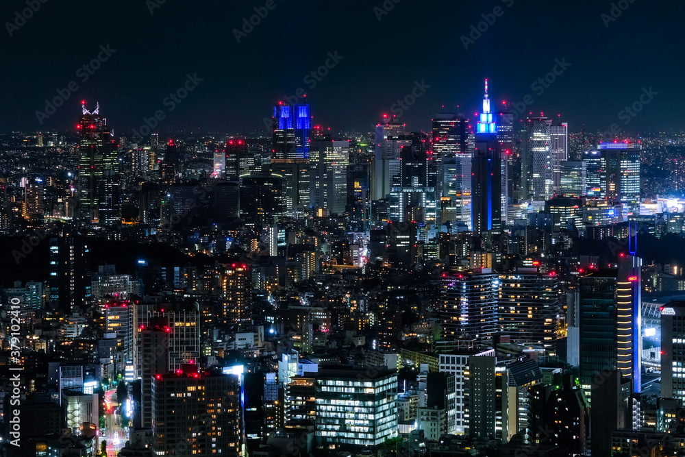 Obraz premium 六本木ヒルズから眺める東京の夜景 新宿方面
