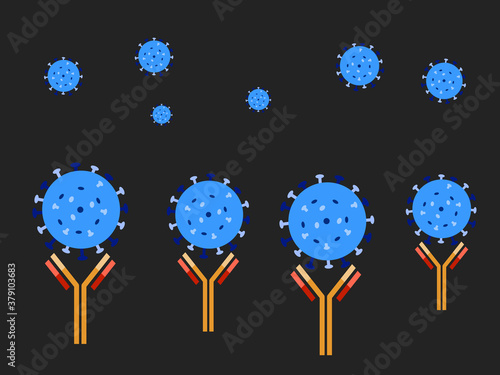 Illustration of antibody capturing virus particle.