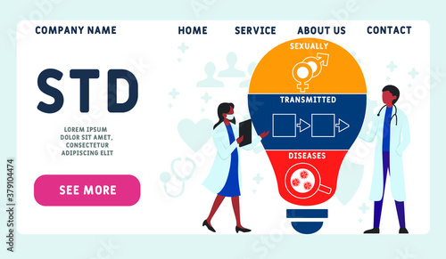 Vector website design template. STD - Sexually Transmitted Diseases, acronym medical concept. illustration for website banner, marketing materials, business presentation, online advertising.