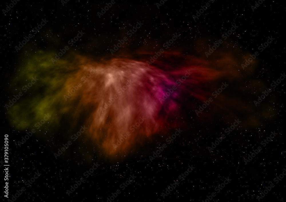 Fototapeta premium Far being shone nebula and star field. 3D rendering
