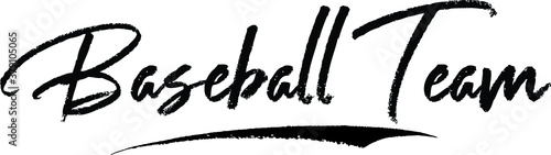 Baseball Team Typography Black Color Text 
on White Background