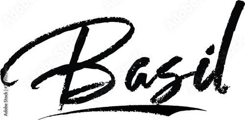 Basil Typography Black Color Text on White Background