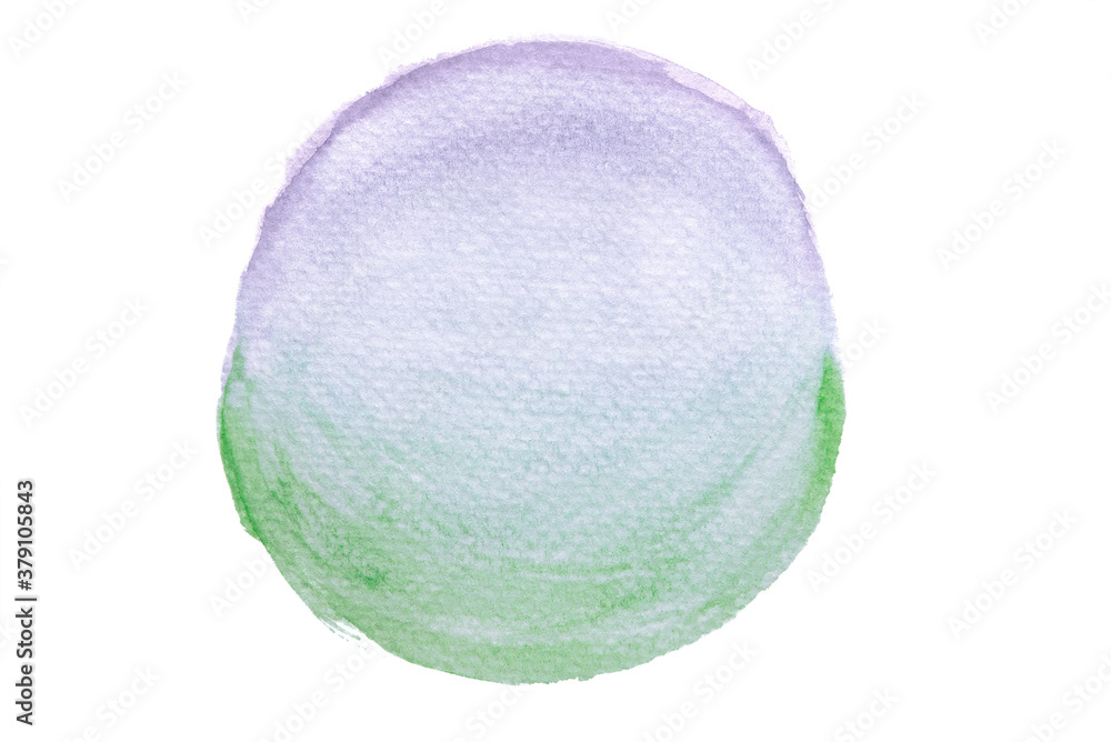 Circle shape of hand painted green and purple watercolor background. Circle shape of hand painted green and purple watercolor background.