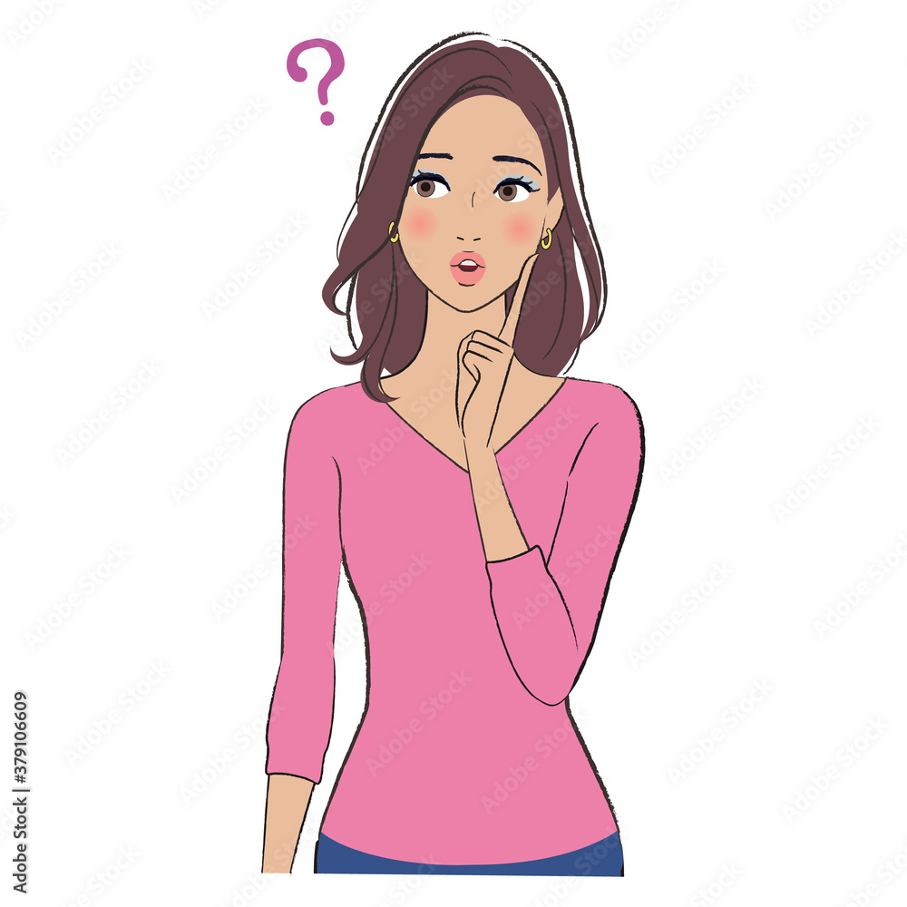 A beautiful woman with brown skin having questions A beautiful woman with brown skin having questions