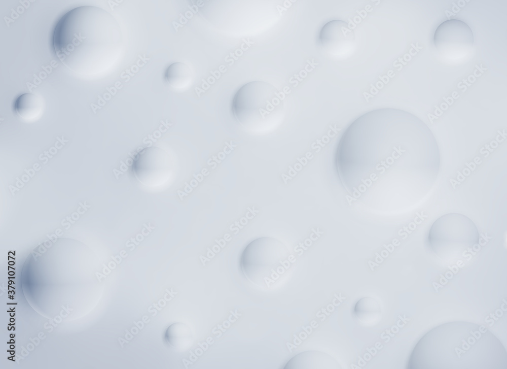Light soft abstract white bubbles background. White decorative blur bubbles. 3d illustration