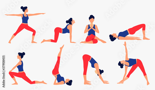 Fotografie, Obraz Various yoga poses set