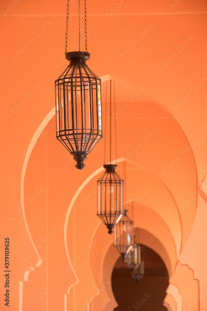 Orange sandy arabic morrocco style corridor background