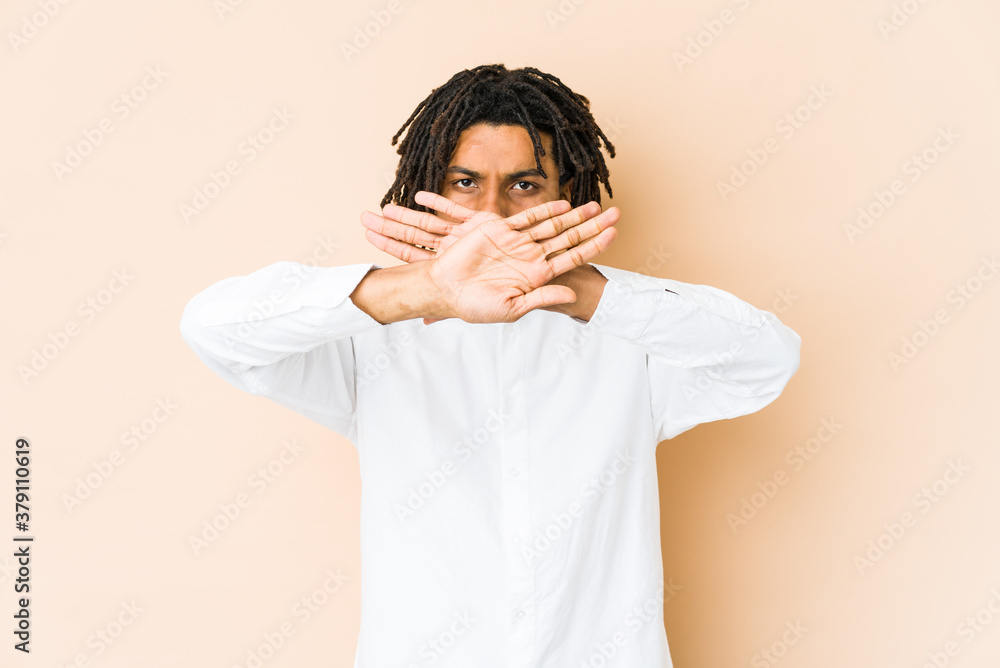 Young african american rasta man doing a denial gesture Young african american rasta man doing a denial gesture