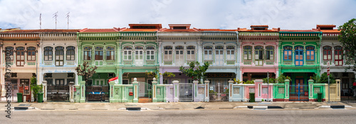 Panorama image of Peranakan House at Katong area.  photo