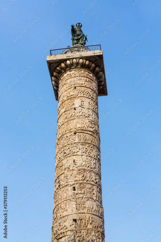 The Column of Marcus Aurelius, Piazza Colonna, Rome, Italy, Europe