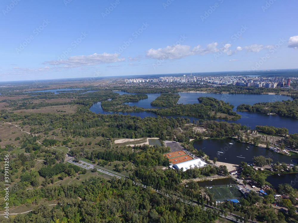 Panoramic view of Kiev (drone image).