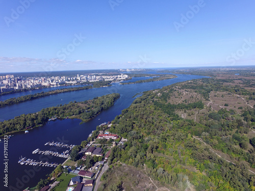 Panoramic view of Kiev (drone image).
