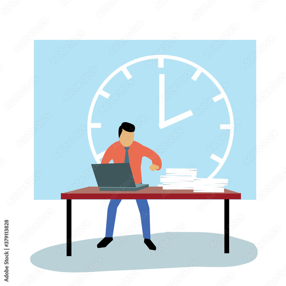 Business man in deadline job situation concept Business man in deadline job situation concept