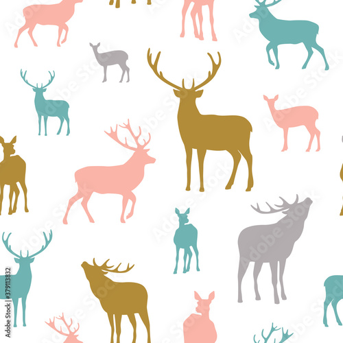 Deer seamless pattern. illustration background. © Mrs Opossum