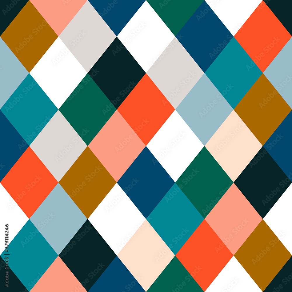 Seamless rhombus background. Geometric colorful pattern.