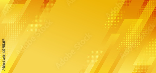 Abstract yellow diagonal stripes geometric with halftone effect background.