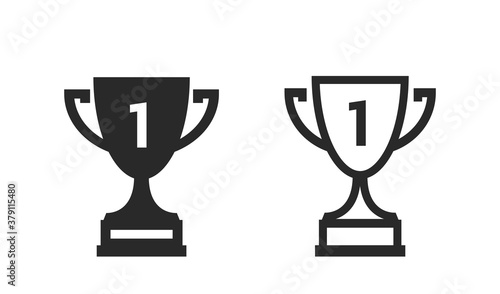 two trophy cups icons. victory, success and first place symbols