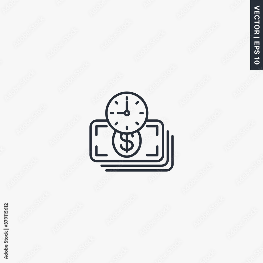 Credit, money time, linear style sign for mobile concept and web design Credit, money time, linear style sign for mobile concept and web design
