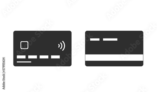 credit card icon set. bank payment card, front side and back side. banking web design symbol
