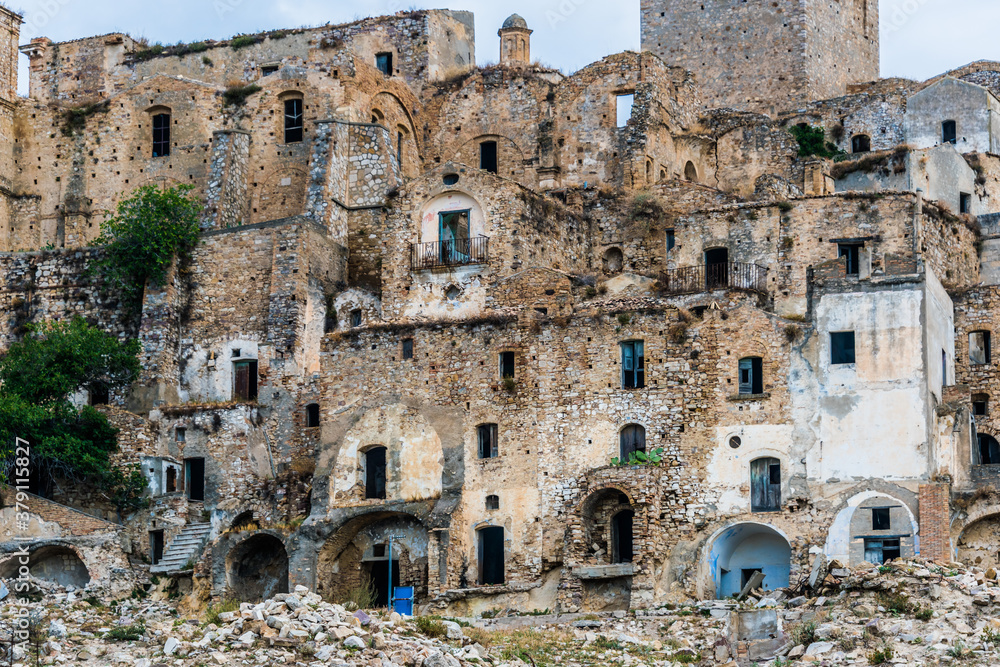 Ruins of Craco, a ghost town near Matera, Basilicata, Italy