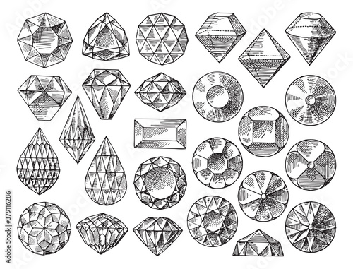 Diamand shape collection - vintage engraved vector illustration from Larousse du xxe siècle