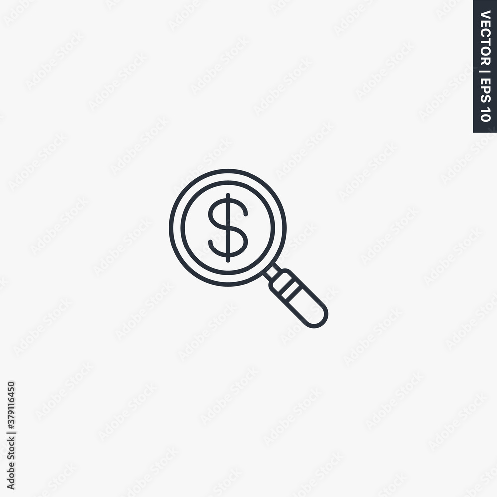 Search dollar, linear style sign for mobile concept and web design Search dollar, linear style sign for mobile concept and web design