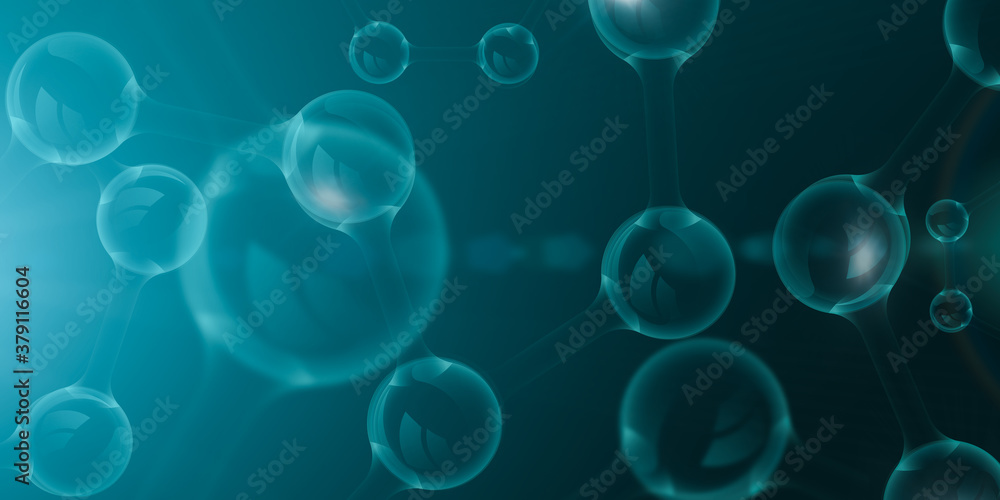 Molecular structure over blue background, illustrative image