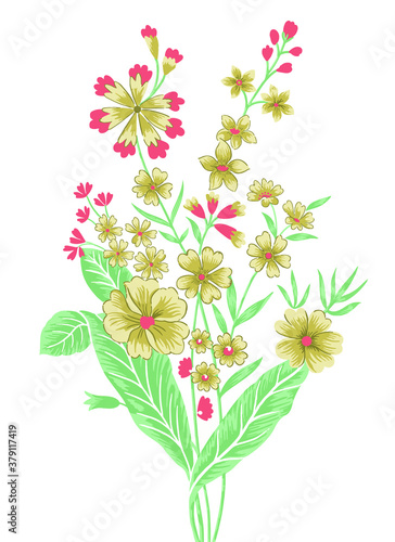 Botanical flower Motif   Flourish spring floral greeting card design