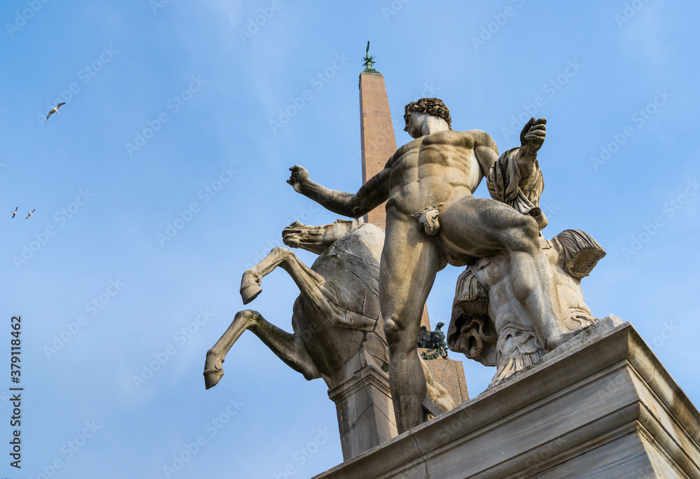 Obelisk, Castor and Pollux Monument, Quirinale Square, Rome, Italy, Europe