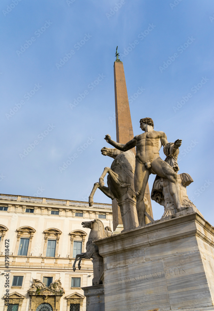Obelisk, Castor and Pollux, Quirinale Square, Rome, Italy, Europe