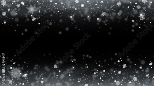 Snowflakes flying from above and below. Horizontally seamless snowy background. Transparent falling and rising snow without overlay effect vector illustration