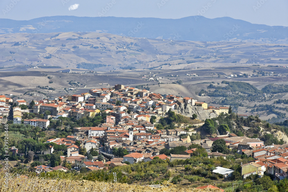 Panoramic view of Baselice, a rural village in the province of Benevento, Italy.