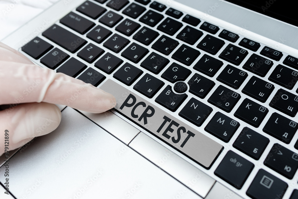 Writing note showing Pcr Test. Business concept for qualitative detection of viral genome within the short seqeunce of DNA Different Colored PC keyboard key With Accessories on Empty background Writing note showing Pcr Test. Business concept for qualitative detection of viral genome within the short seqeunce of DNA Different Colored PC keyboard key With Accessories on Empty background