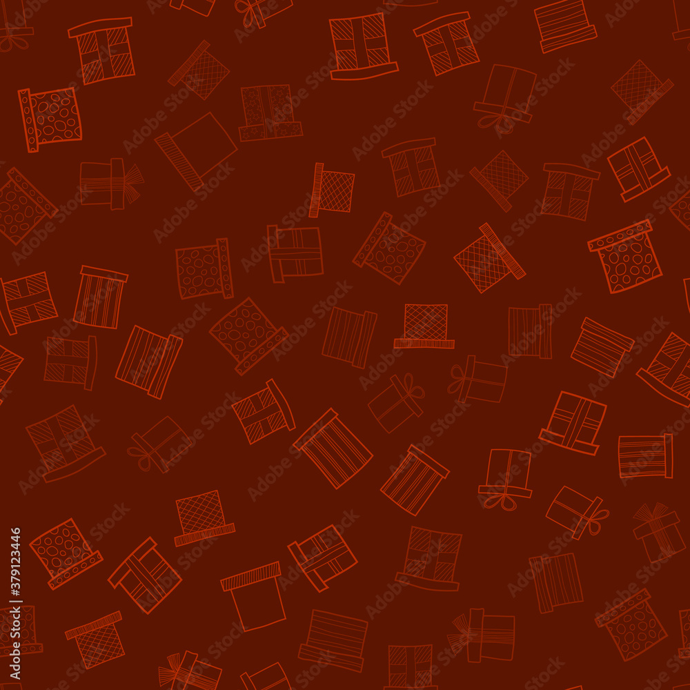 abstract vector doodle christmas presents seamless pattern