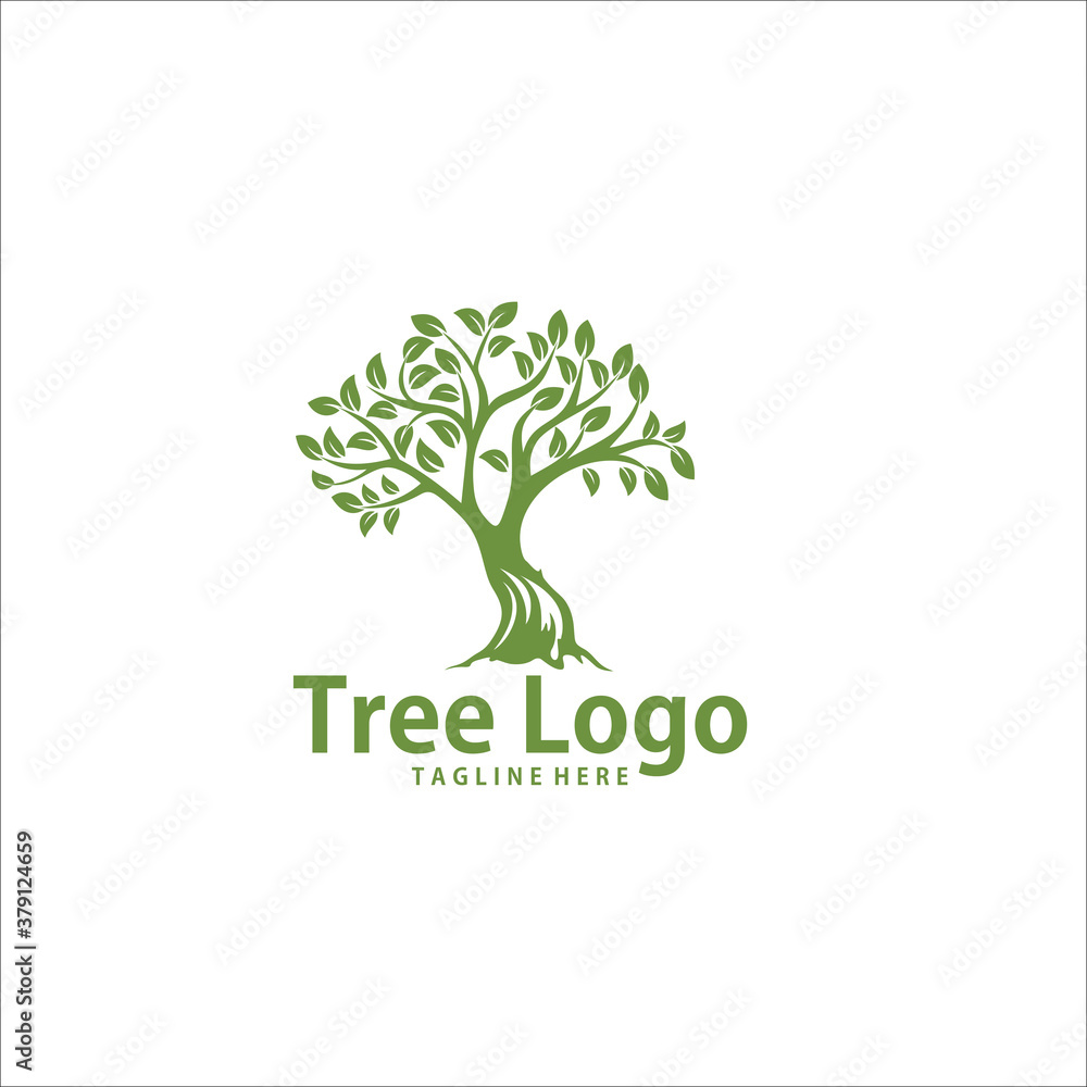 Obraz premium oak tree logo design template silhouette vector icon
