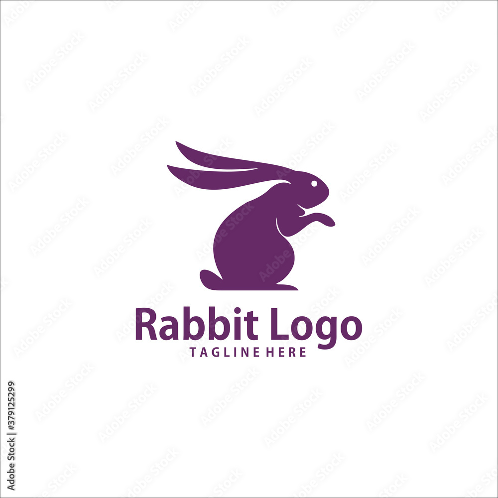 Obraz premium Rabbit logo design template silhouette vector icon