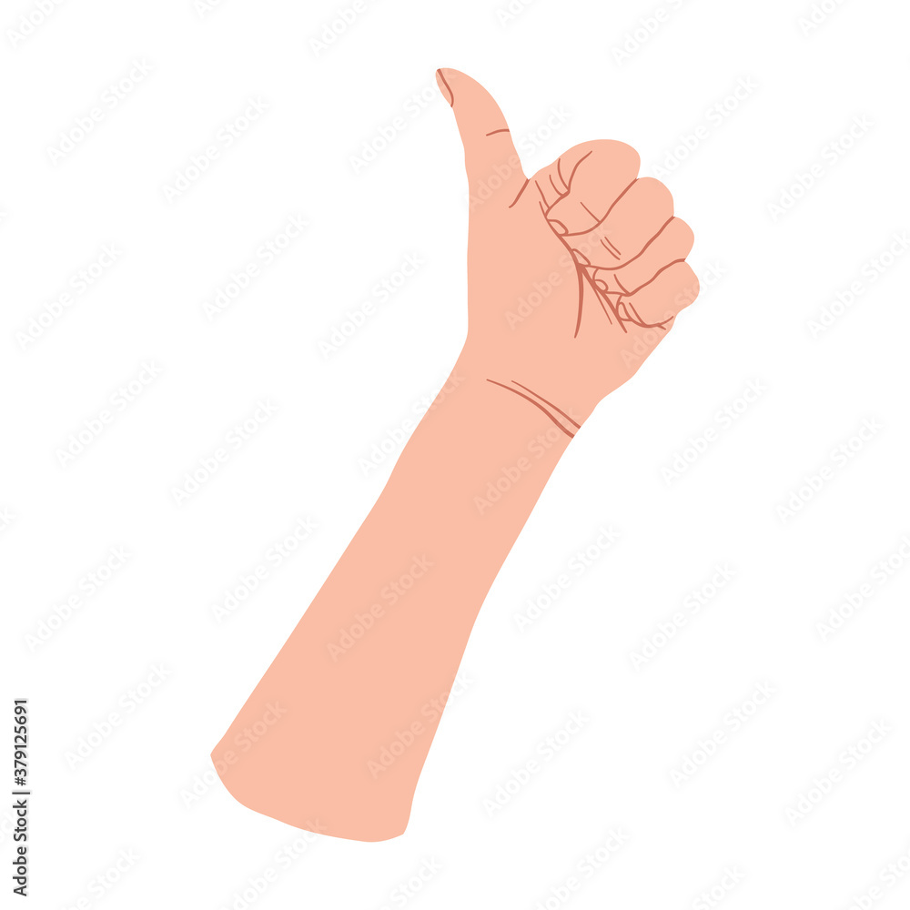 Hand gesture Thumb up symbol, finger up. Like sign. Vector flat design in cartoon style. Isolated on white background. Hand gesture Thumb up symbol, finger up. Like sign. Vector flat design in cartoon style. Isolated on white background.