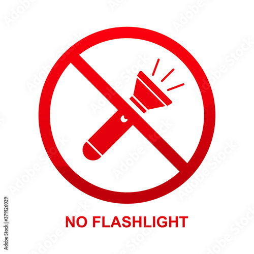 No flashlight sign isolated on white background vector illustration.