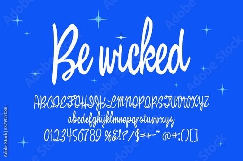 Script alphabet for enchanted titles. Vector typography illustration