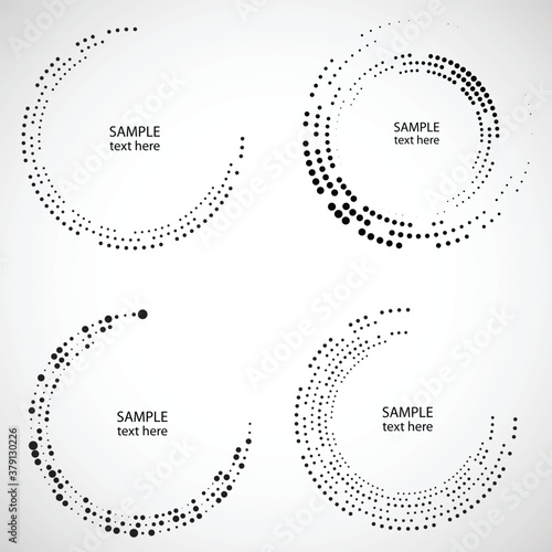 Halftone dots in circle form. round logo . vector dotted frame . design element