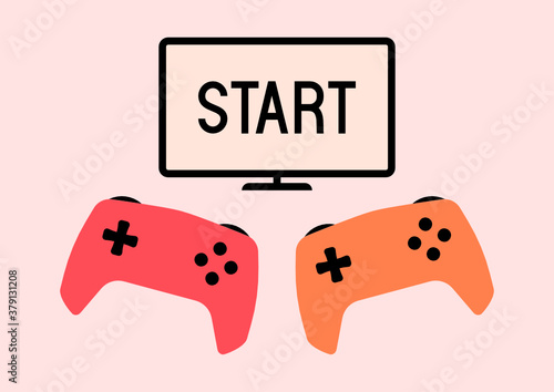 Video game controller icon. Gamepad and tv vector illustration