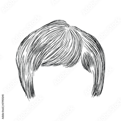 Sketch of a short female hairstyle. Vector illustration.